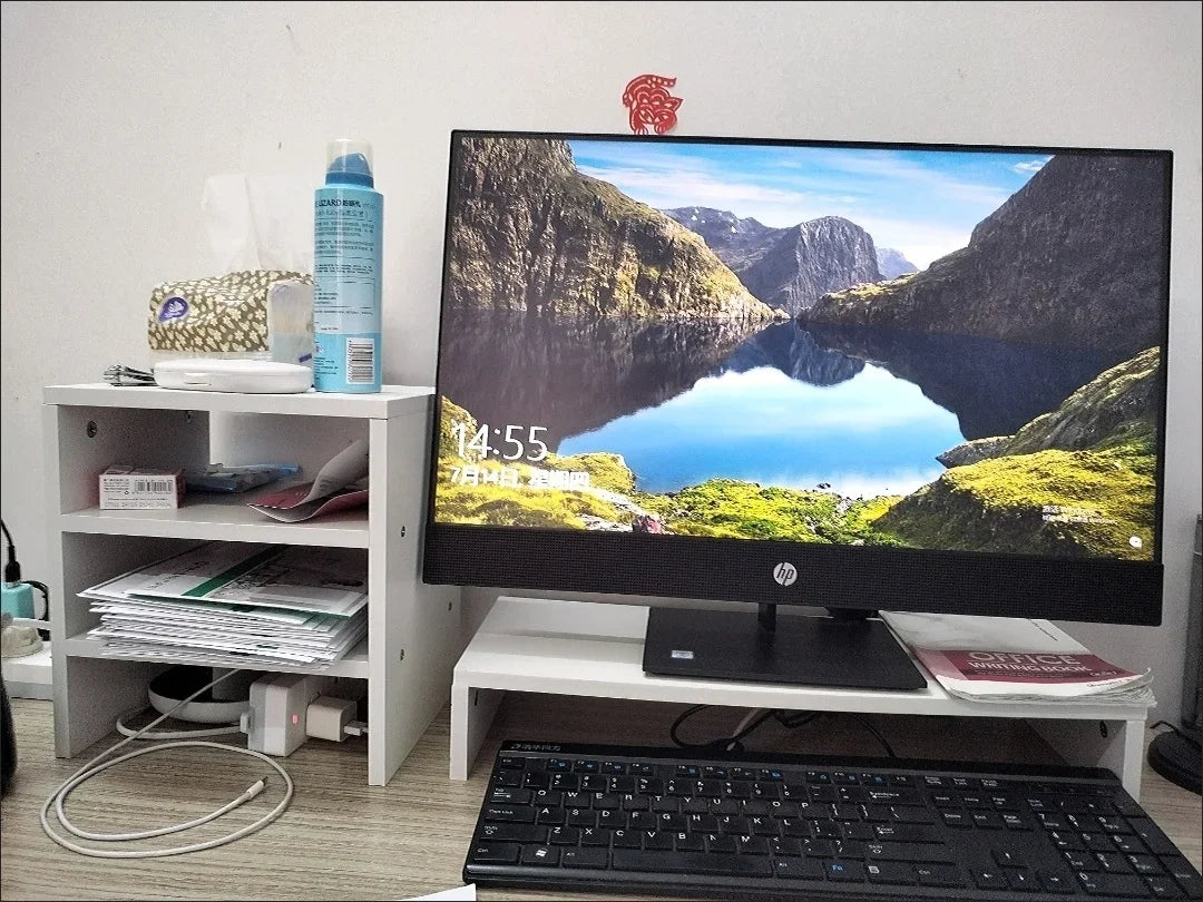 Soporte para ordenador portátil, pantalla de ordenador de sobremesa, escritorio elevado, almacenamiento de escritorio y almohadilla de almacenamiento elevada