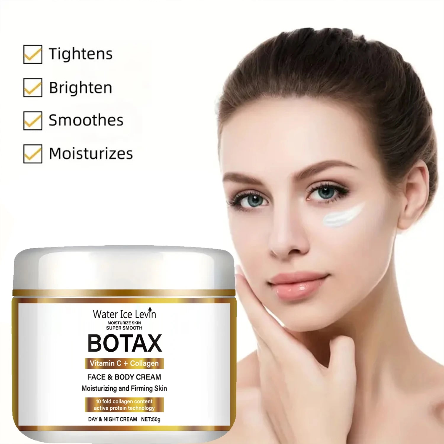 Crema de colágeno con niacinamida, crema hidratante facial reafirmante, para uso diurno y nocturno, contiene vitamina C, hidrata y nutre la piel sensible.