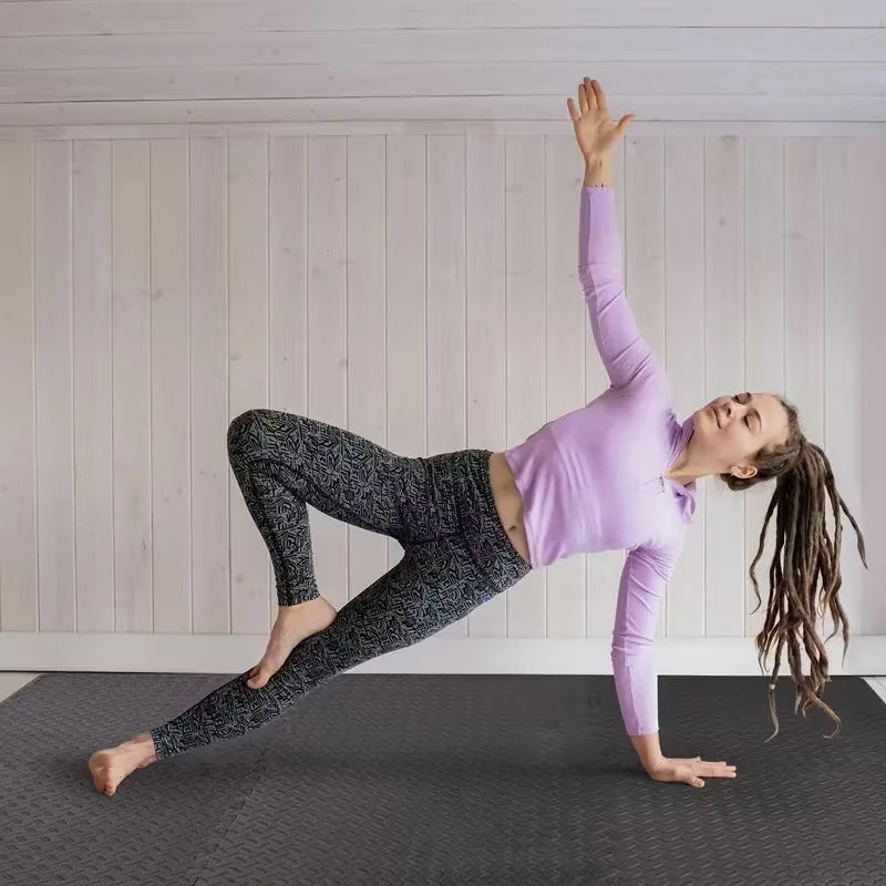 Esterilla de yoga entrelazada de 30x30 cm, 16 piezas, para gimnasio en casa y equipamiento de yoga. Alfombrilla protectora de espuma EVA antideslizante para suelos de fitness en interiores.