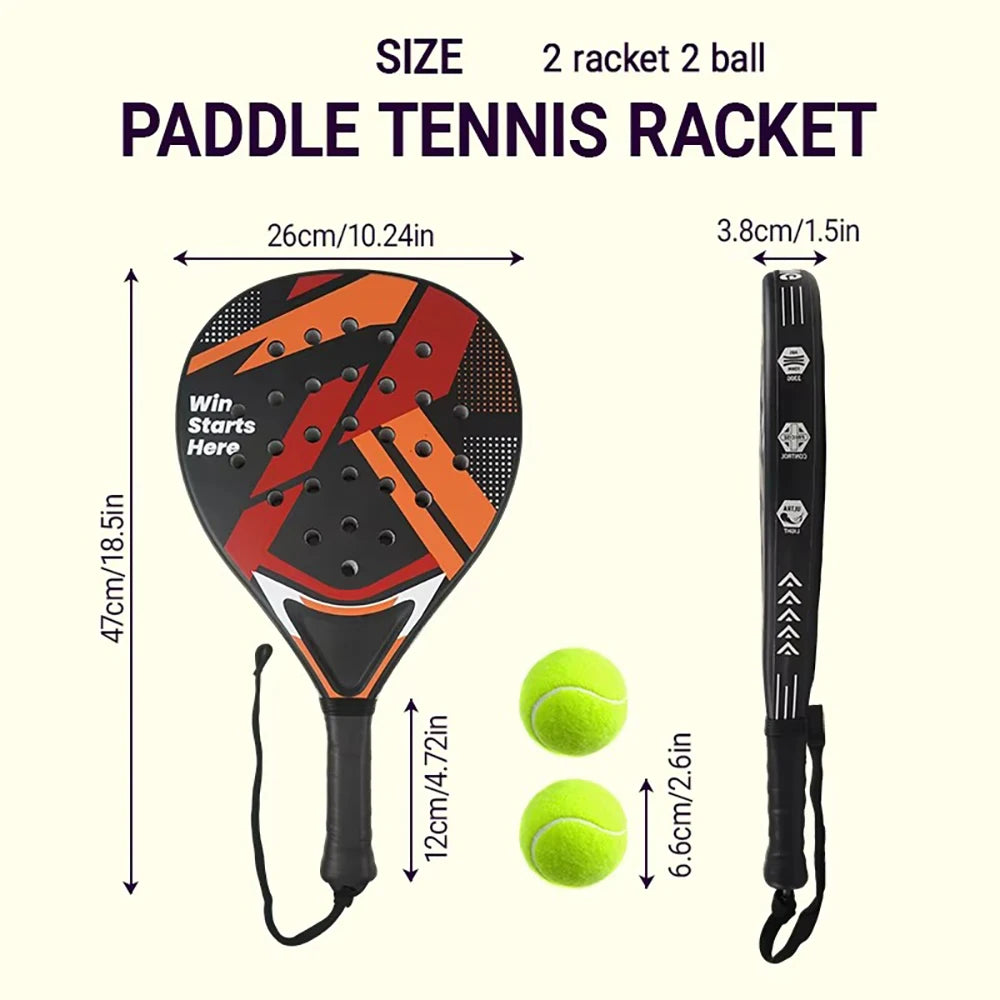 Raqueta de pádel para principiantes e intermedios. Mango resistente antivibración. Empuñadura de plástico.