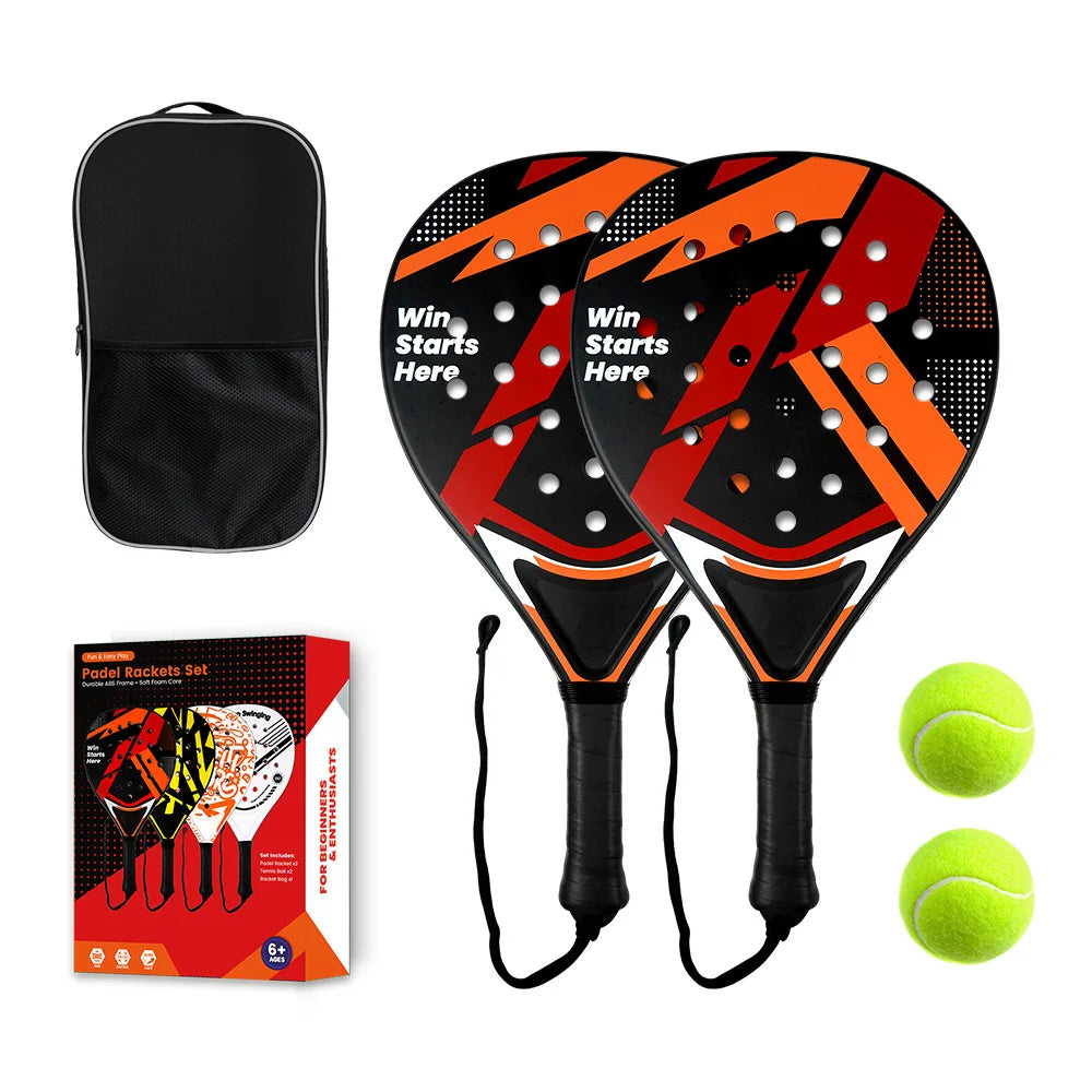 Raqueta de pádel para principiantes e intermedios. Mango resistente antivibración. Empuñadura de plástico.