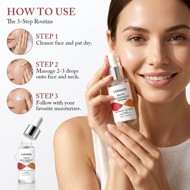 Sérum facial con péptidos de niacinamida de 30 ml/50 ml, esencia iluminadora antiedad, reduce la opacidad y unifica el tono de la piel.