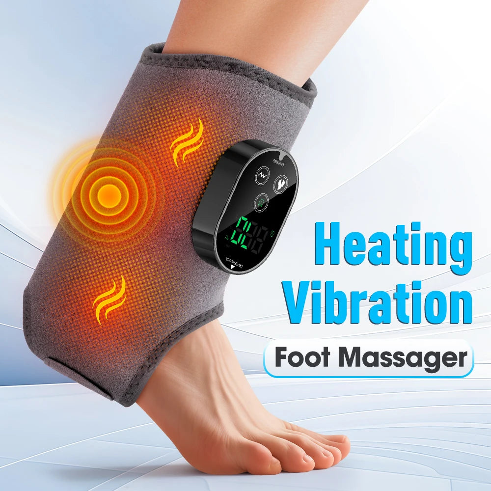 Masajeador de pies con doble motor, 6 niveles de calor, 3 niveles de vibración, masaje de pies y tobillos, compresa caliente y soporte de protección.