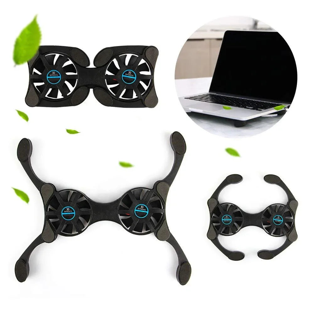 Base de refrigeración USB plegable para portátil con ventiladores dobles, mini enfriador tipo pulpo para portátiles de 7 a 15 pulgadas.