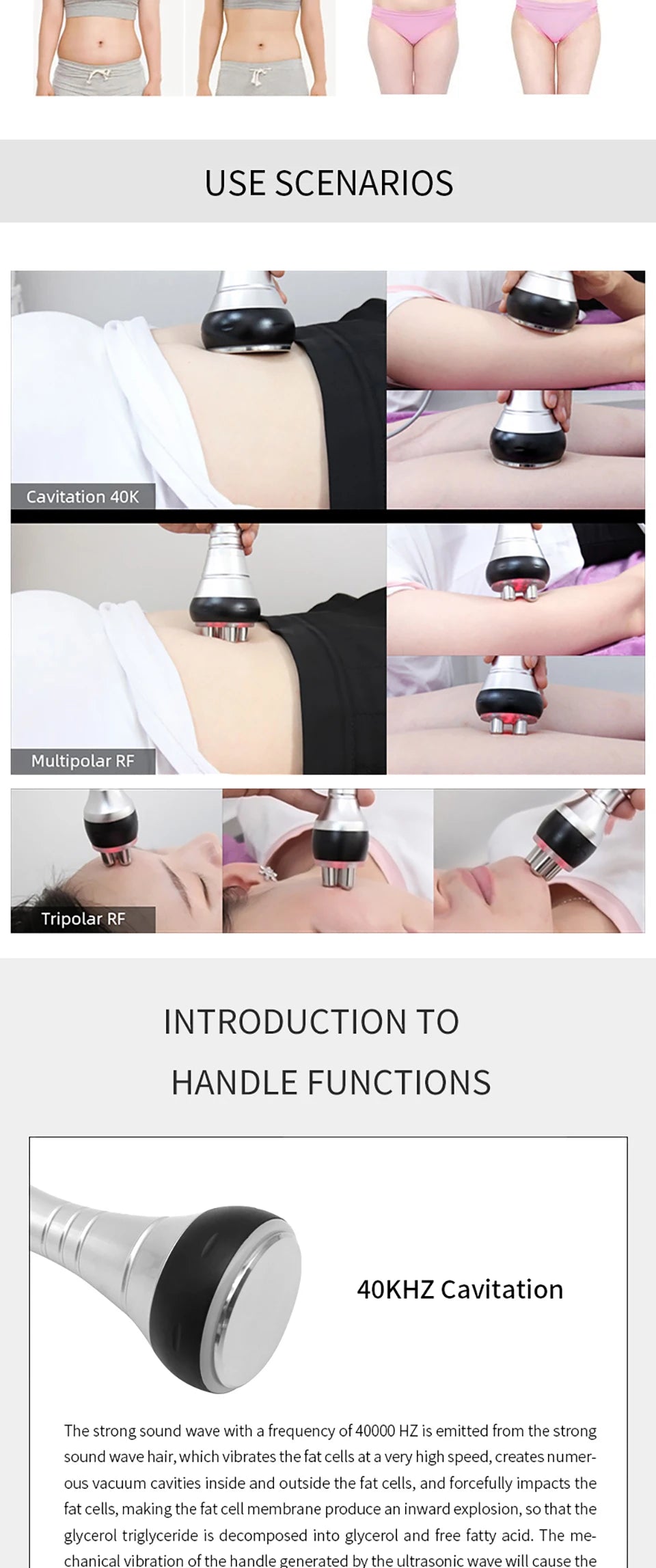 Máquina de radiofrecuencia para masaje corporal y facial por cavitación ultrasónica de 40K