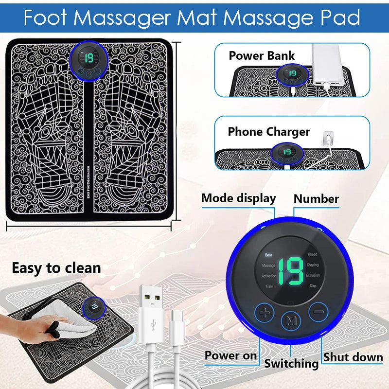Almohadilla de masaje eléctrico para pies y masaje muscular