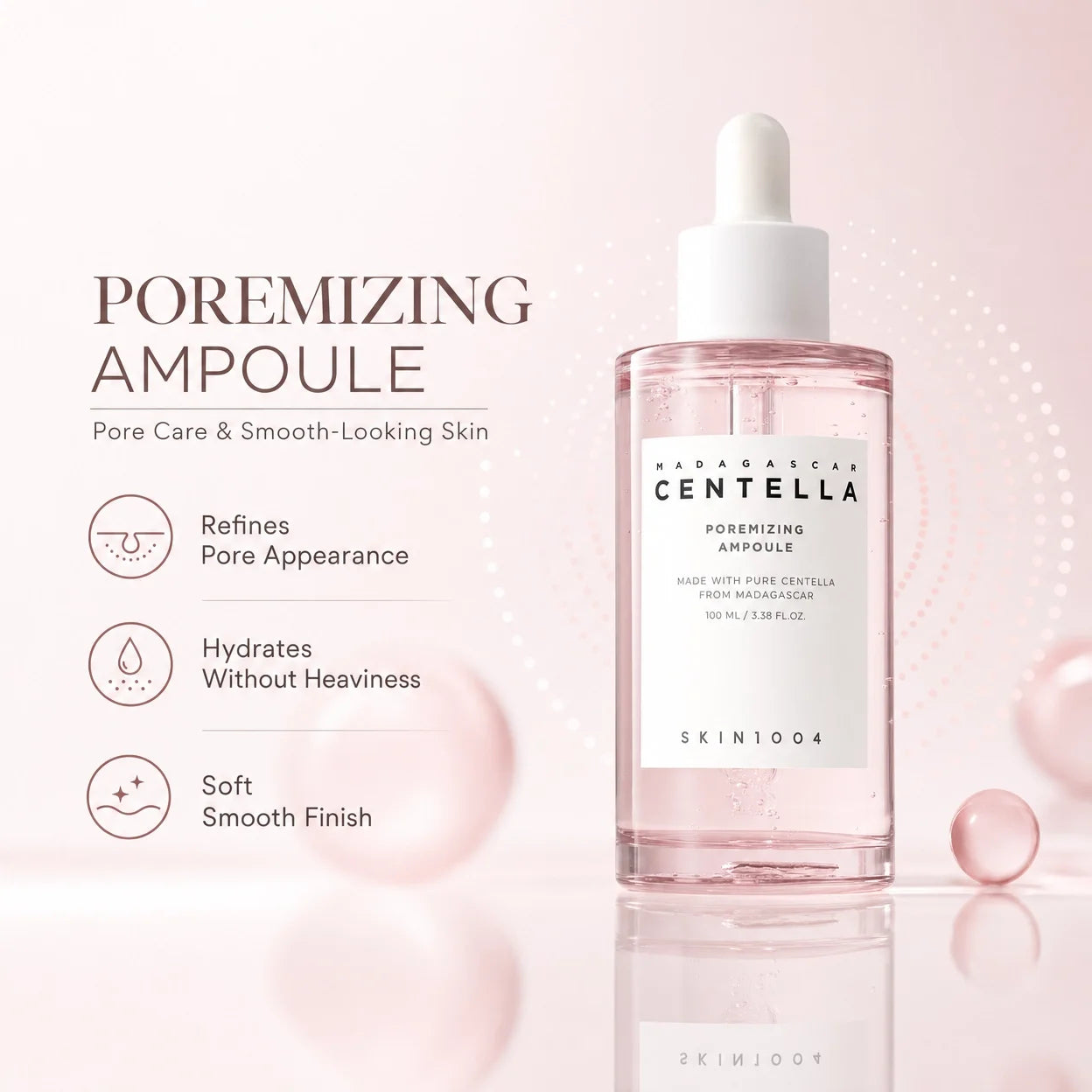 Ampolla de Centella Coreana, Sérum Hidratante Facial Iluminador, Calmante y Reparador de Poros, Suero Suave para el Cuidado Facial Diario.