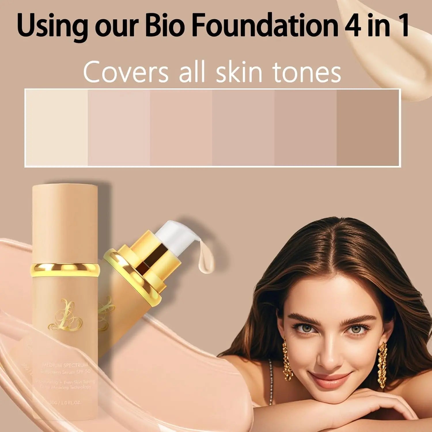 Base de maquillaje 4 en 1 que cambia de color: hidratante, corrector, protección solar, larga duración y resistente al agua.