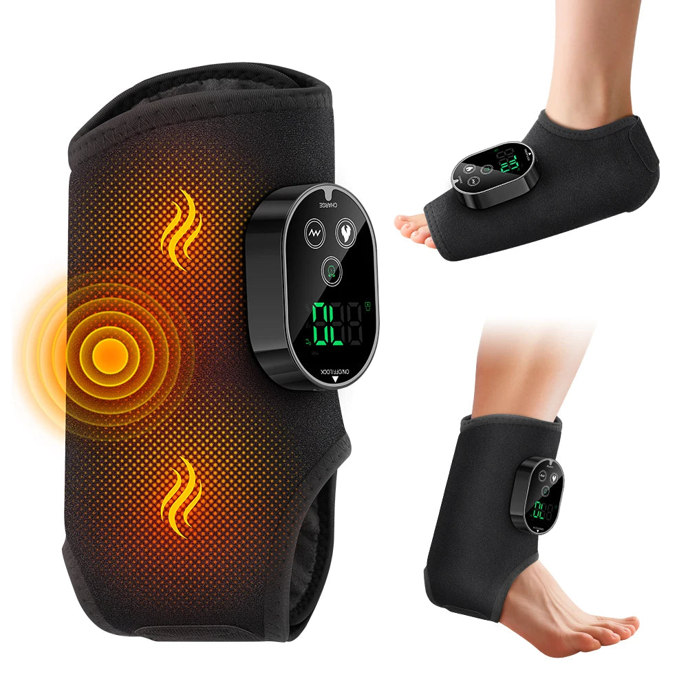 Masajeador de pies con doble motor, 6 niveles de calor, 3 niveles de vibración, masaje de pies y tobillos, compresa caliente y soporte de protección.