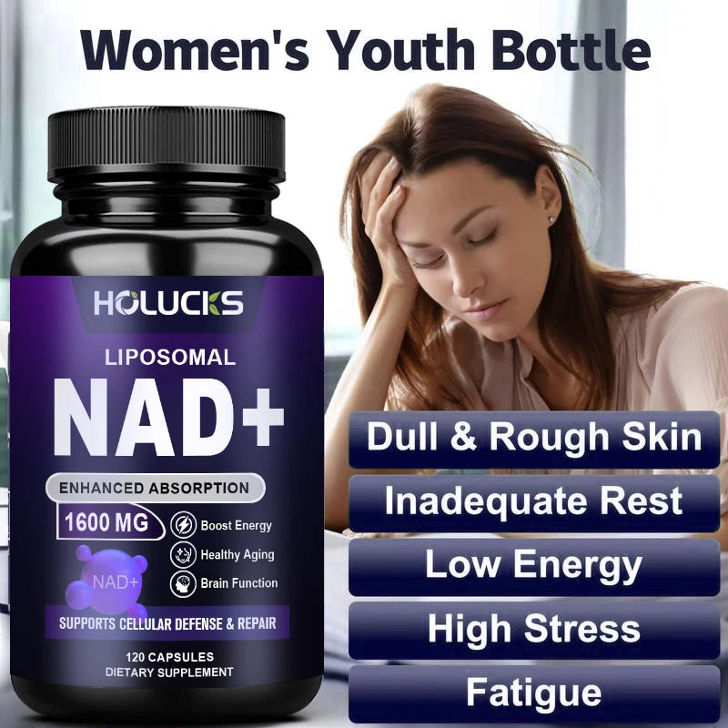 Suplemento NAD+ - con resveratrol, mejora la vitalidad celular, la reparación celular, antienvejecimiento, antioxidante, mejora la energía y la concentración.