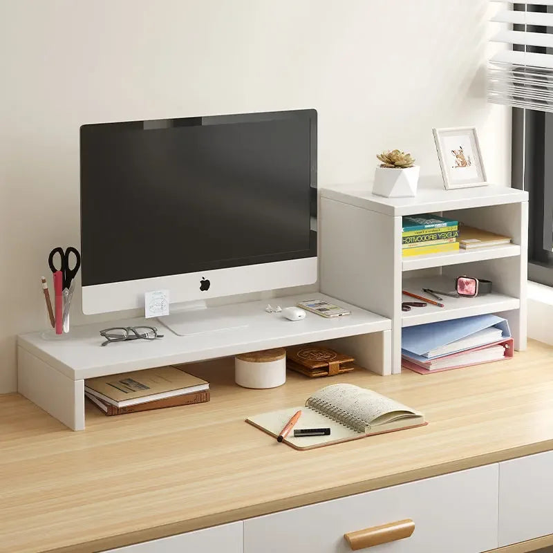 Soporte para ordenador portátil, pantalla de ordenador de sobremesa, escritorio elevado, almacenamiento de escritorio y almohadilla de almacenamiento elevada