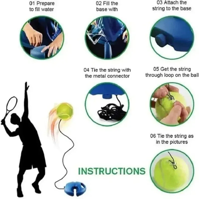 Base de entrenamiento de tenis resistente con elástico, adecuada para tenis en interiores y exteriores, para entrenamiento de rebote y accesorios de pádel.