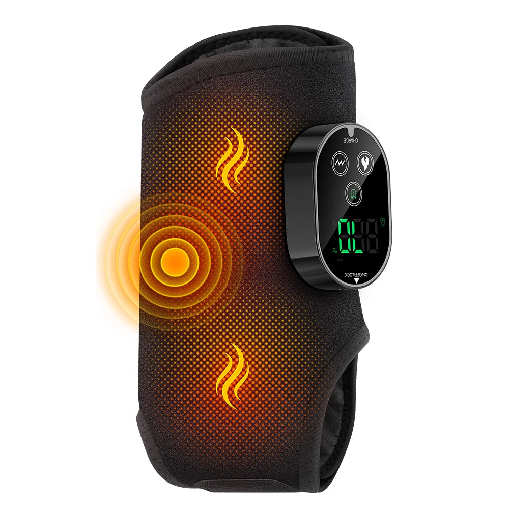 Masajeador de pies con doble motor, 6 niveles de calor, 3 niveles de vibración, masaje de pies y tobillos, compresa caliente y soporte de protección.
