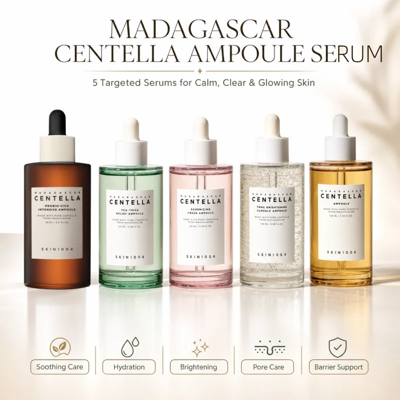 Ampolla de Centella Coreana, Sérum Hidratante Facial Iluminador, Calmante y Reparador de Poros, Suero Suave para el Cuidado Facial Diario.